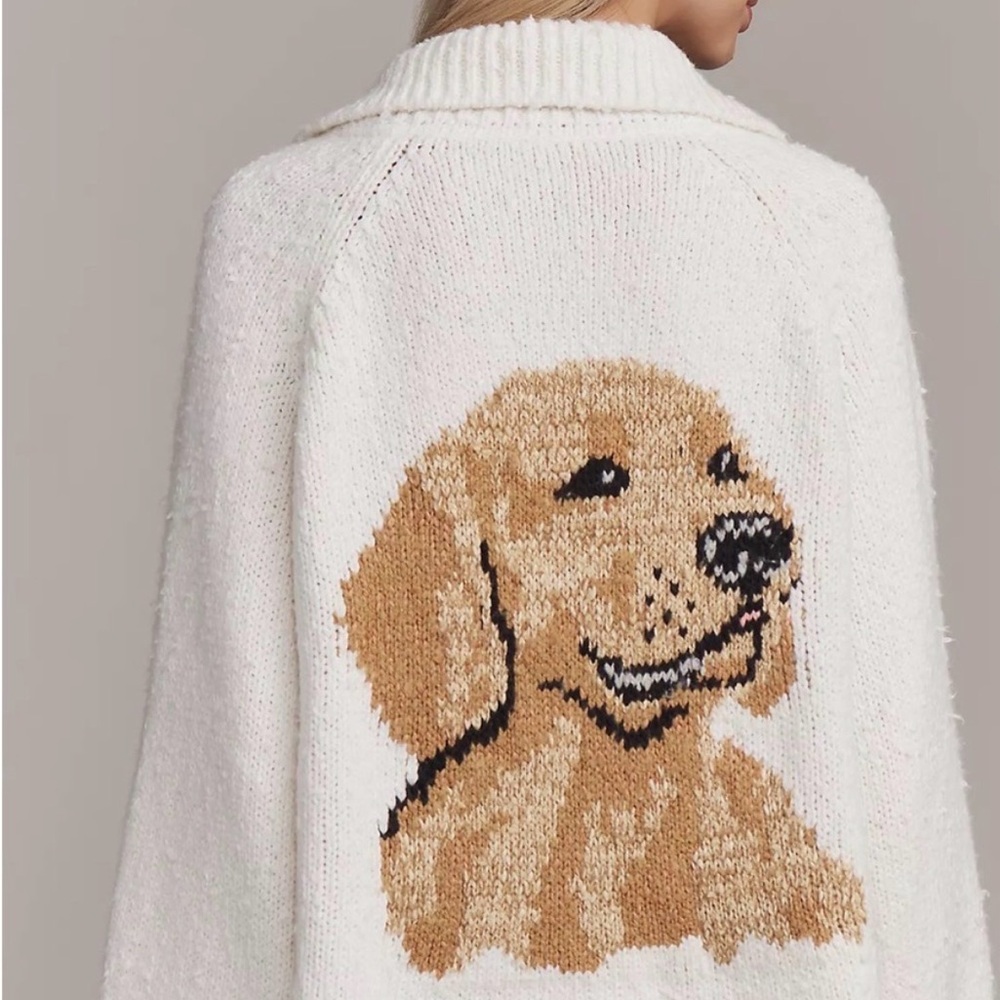 Anthropologie The Jesse Dog Icon Cardigan Sweater by Pilcro Size M - Picture 2 of 16